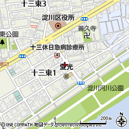 ガッツレンタカー大阪・十三店周辺の地図