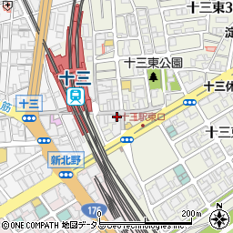 松屋 十三東口店周辺の地図