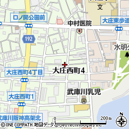 兵庫県尼崎市大庄西町4丁目周辺の地図