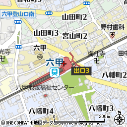 兵庫県神戸市灘区周辺の地図