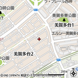 兵庫県神戸市西区美賀多台2丁目2周辺の地図