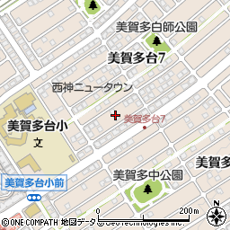 兵庫県神戸市西区美賀多台周辺の地図