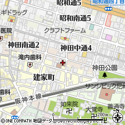 尼崎神田郵便局周辺の地図
