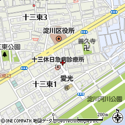 セブンイレブン大阪十三東１丁目店周辺の地図