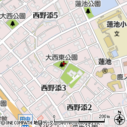 大西東公園周辺の地図