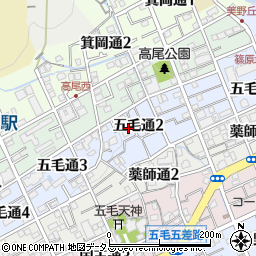 兵庫県神戸市灘区五毛通2丁目周辺の地図