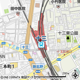 十三駅周辺の地図
