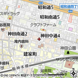 兵庫県尼崎市神田南通1丁目22周辺の地図