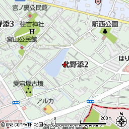 兵庫県加古郡播磨町北野添周辺の地図