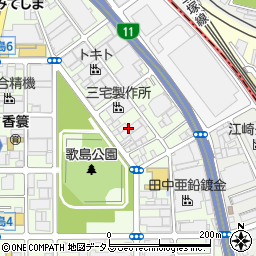 扇鋼材株式会社　御幣島倉庫周辺の地図