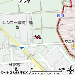 愛知県豊橋市中原町大池周辺の地図