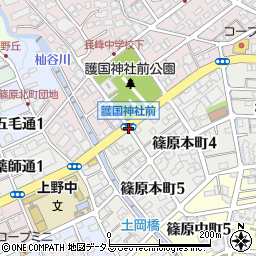 護国神社前周辺の地図