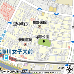 兵庫県西宮市里中町周辺の地図
