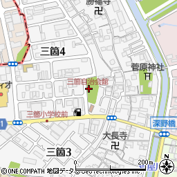 大阪府大東市三箇周辺の地図
