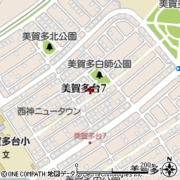 兵庫県神戸市西区美賀多台7丁目周辺の地図