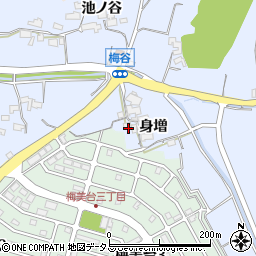 京都府木津川市梅谷身増周辺の地図