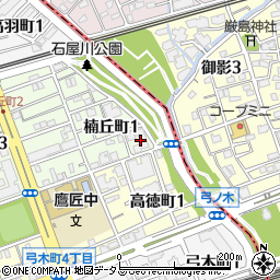 兵庫県神戸市灘区楠丘町1丁目1周辺の地図