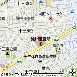 大阪市立淀川屋内プール周辺の地図