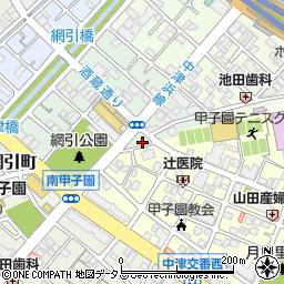 兵庫県西宮市甲子園網引町2-22周辺の地図