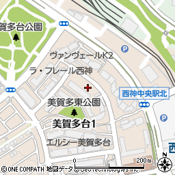 兵庫県神戸市西区美賀多台1丁目周辺の地図