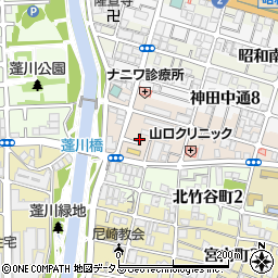 兵庫県尼崎市神田南通6丁目158周辺の地図