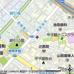 兵庫県西宮市甲子園網引町2-16周辺の地図