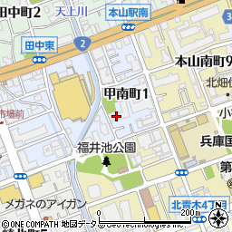 兵庫県神戸市東灘区甲南町1丁目周辺の地図