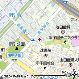 兵庫県西宮市甲子園網引町2-15周辺の地図