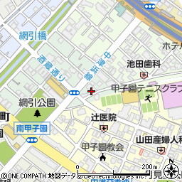 兵庫県西宮市甲子園網引町2-14周辺の地図
