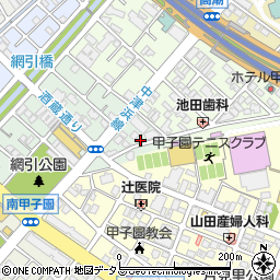 兵庫県西宮市甲子園網引町2-11周辺の地図