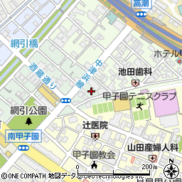 兵庫県西宮市甲子園網引町2-12周辺の地図