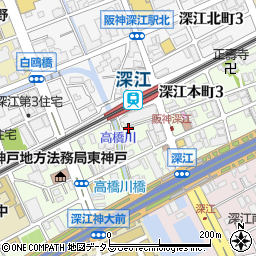 リパーク阪神深江駅前駐車場周辺の地図