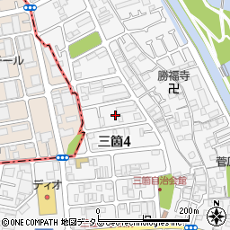 大阪府大東市三箇4丁目9周辺の地図