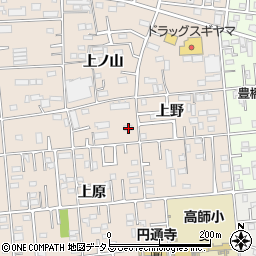 愛知県豊橋市上野町上野100周辺の地図