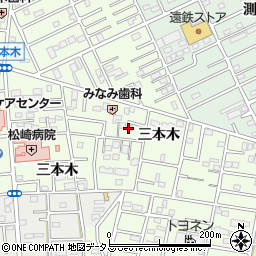 愛知県豊橋市三本木町（三本木）周辺の地図