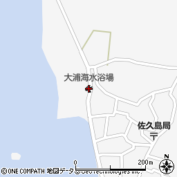 大浦海水浴場周辺の地図