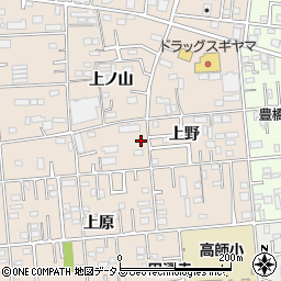 愛知県豊橋市上野町上野100-1周辺の地図