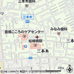 愛知県豊橋市三本木町元三本木周辺の地図