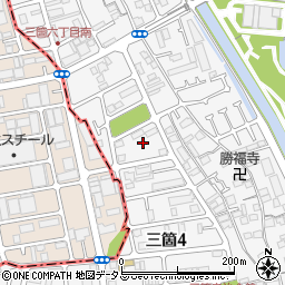 大阪府大東市三箇4丁目7周辺の地図