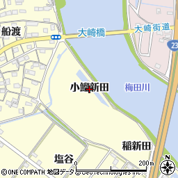 愛知県豊橋市船渡町小鰡新田周辺の地図