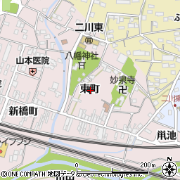 愛知県豊橋市二川町東町周辺の地図