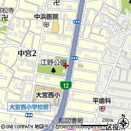 江野公園トイレ周辺の地図