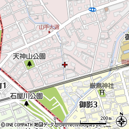 兵庫県神戸市東灘区御影山手2丁目周辺の地図