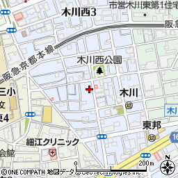淀川木川西郵便局周辺の地図