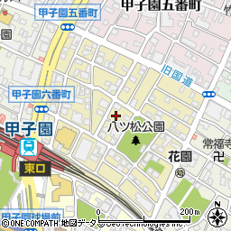 甲子園六番町テラスハウス周辺の地図