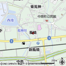 愛知県豊橋市中原町瓶焼周辺の地図