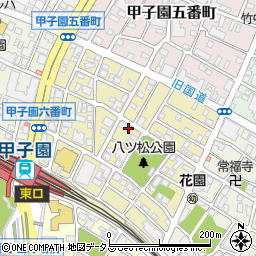 兵庫県西宮市甲子園六番町周辺の地図
