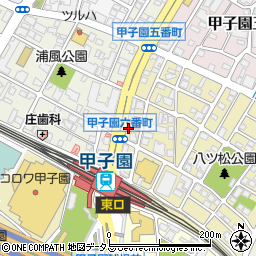 甲子園郵便局周辺の地図