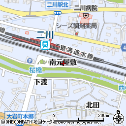 愛知県豊橋市大岩町南元屋敷周辺の地図