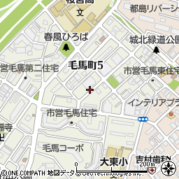 大阪府大阪市都島区毛馬町5丁目周辺の地図